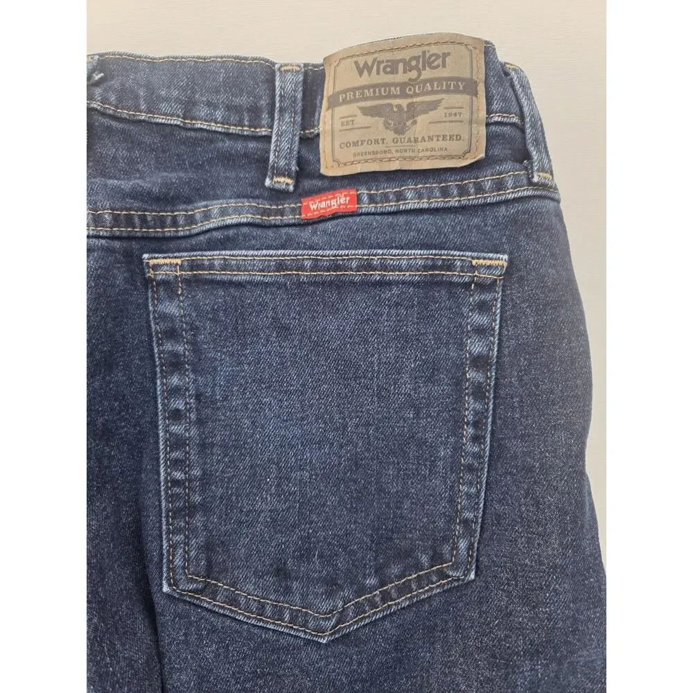 Wrangler Jeans Mens 36x34 Dark Wash Straight Leg Denim Cotton Made in Mexico